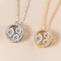 Elegant Fine Shining Circle with Diamonds Silver and Gold Plated Pendants Necklace Elegant Collarbone Chain for Women