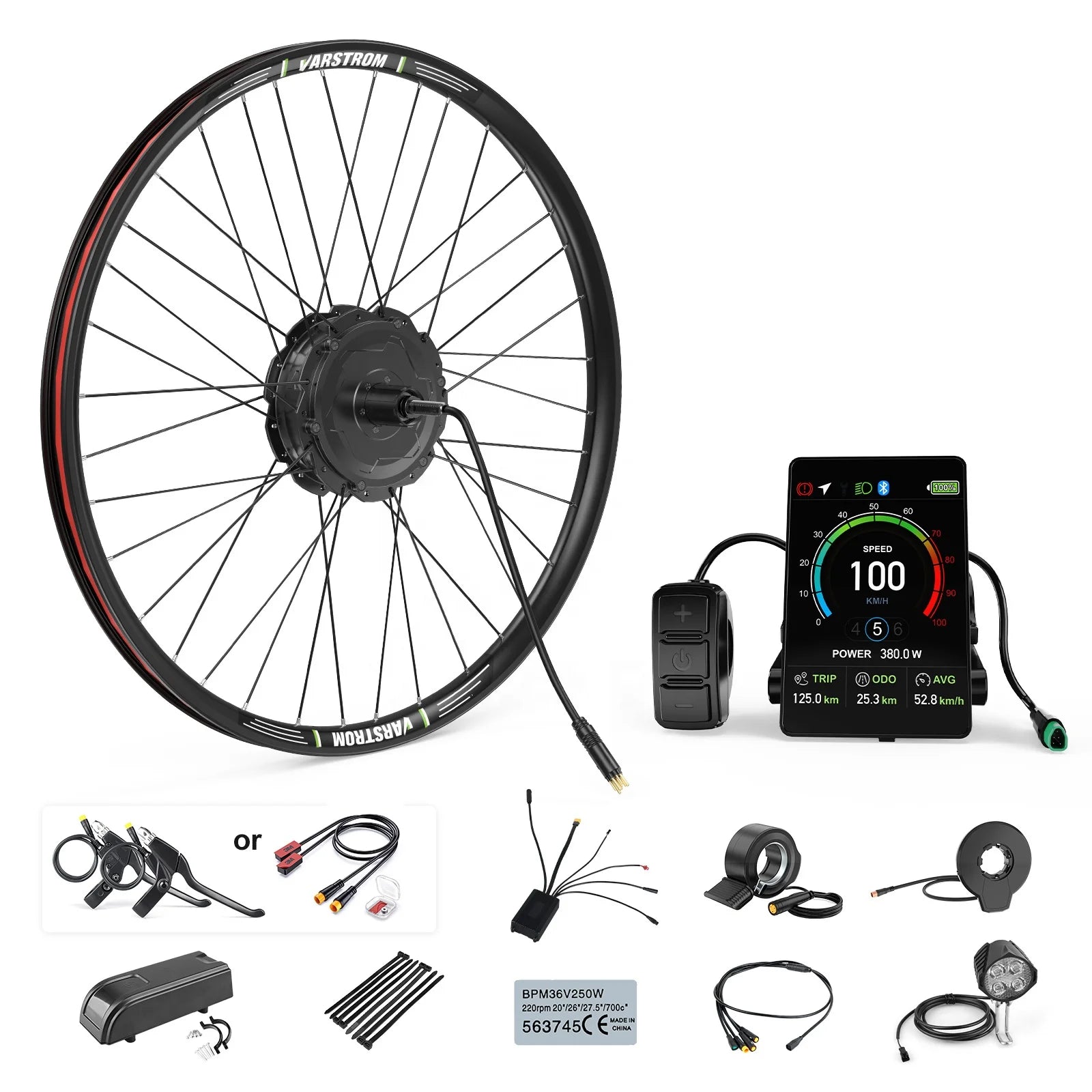 Varstrom 125XVH 500W 750W 48V Hub Motor Wheel Kit with Sine Wave Controller LCD Display Ebike Conversion Kit