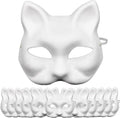 White Paper Mache Hand Painted Half Face Cosplays Masks DIY Cat Facemasks Party Masks