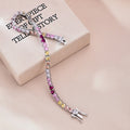 UMCHO Cuff 925 Sterling Silver Rainbow Bracelet Chain Colorful Zircon Personalized Design Tennis Bracelet for Women