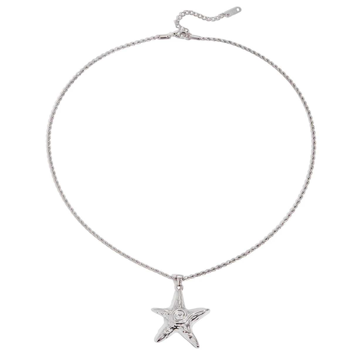 Women Romantic Sweet Spiral Starfish Pendant Fried Dough Twists Chain Necklace 18K Gold Jewelry