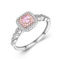 Gift Jewelry Fashion Trendy Popular Square Princess Pink Cubic Zirconia Jewelry Engagement Bridal Diamond Wedding Ring