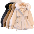 Women's New Winter Parka - Slim-fit Down Cotton Padded Stylish and Versatile Fleece-lined Faux Fur Integrated Cotton Coat