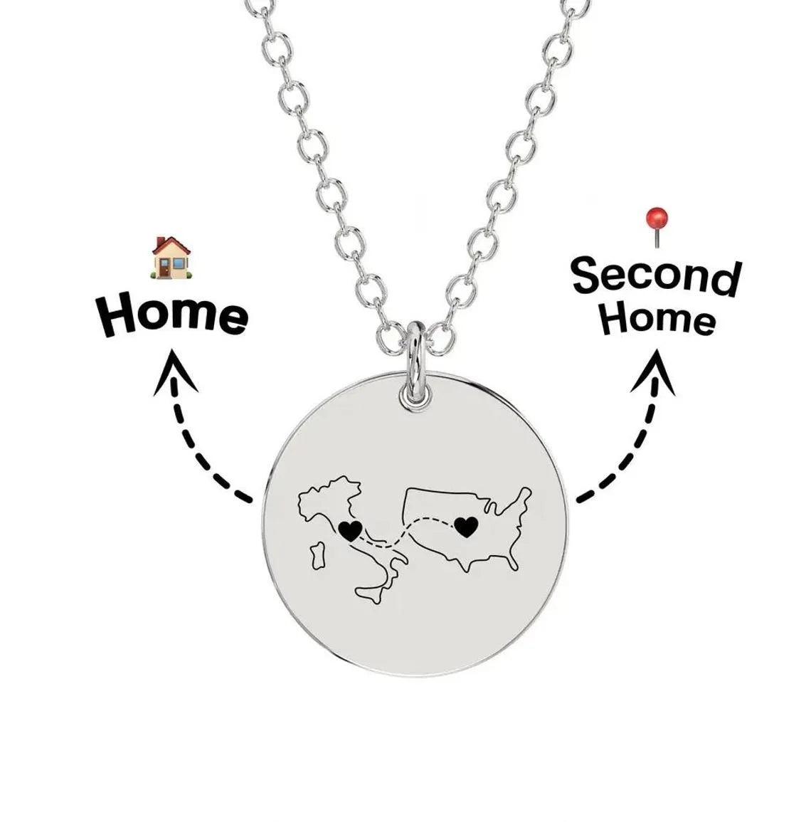 Couple Love Necklace Two Home Necklace Valentine's Gift Personalised Friends Necklace