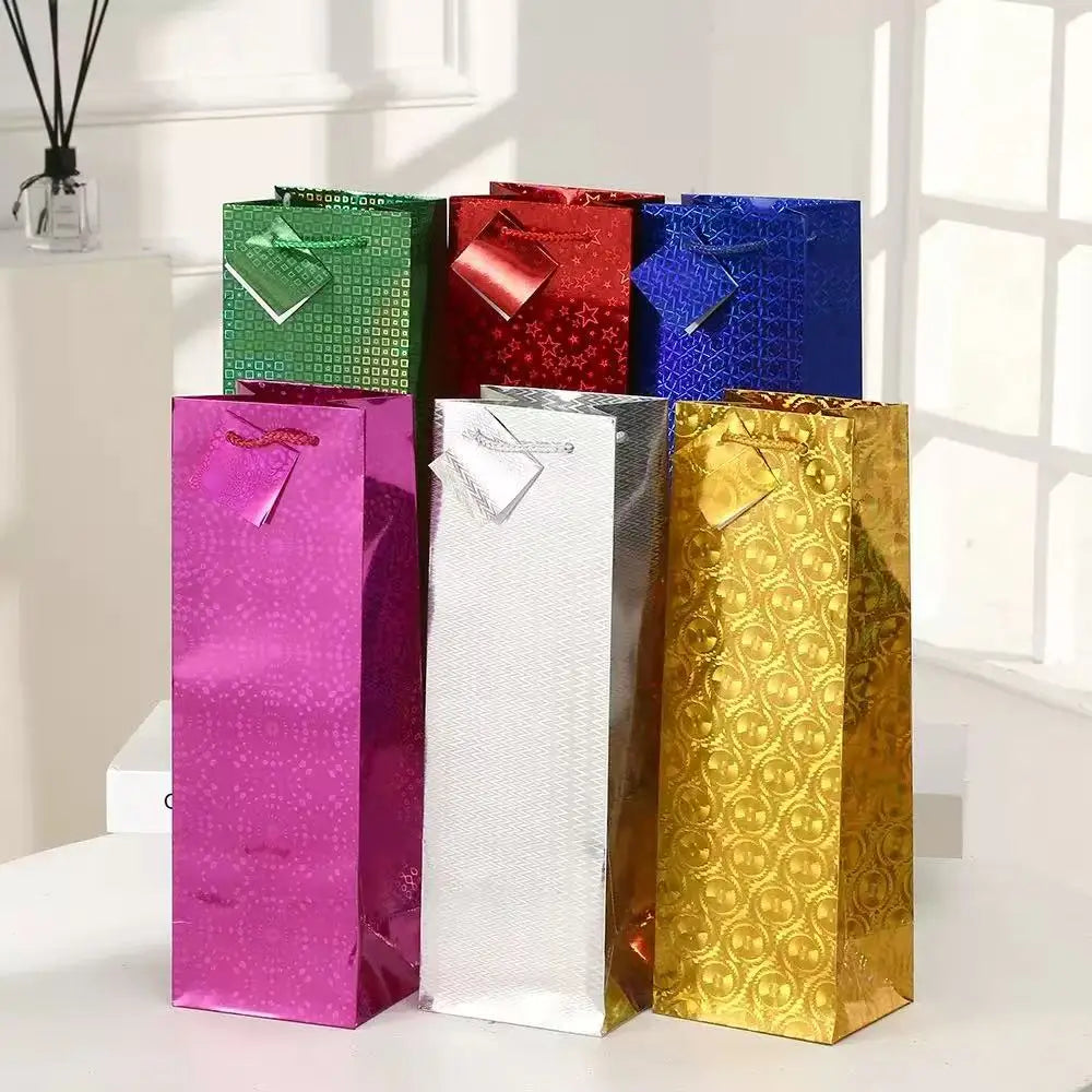 MU Flash Golden Laser Art Cardboard Paper Bag Custom Logo Art Paper Bag for Shopping Gift Packing Paper Bag