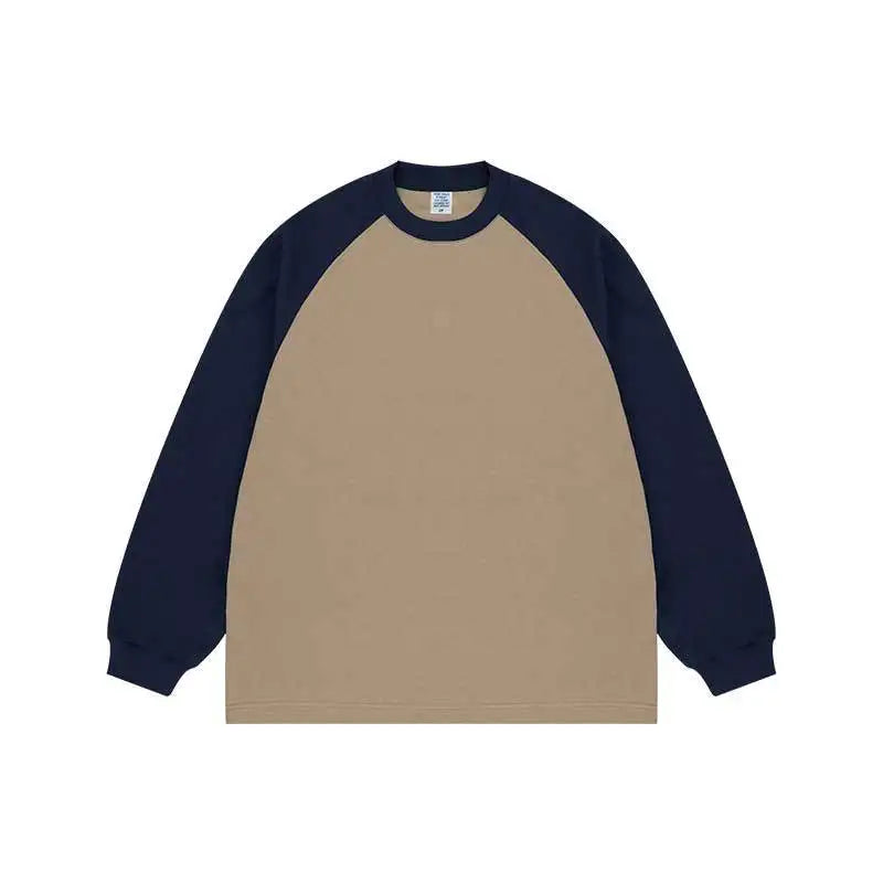 Custom Men's 100% Cotton Heavyweight T-Shirt 265G Raglan Long Sleeve Streetwear Breathable Jersey OEM Manufacturing for Your