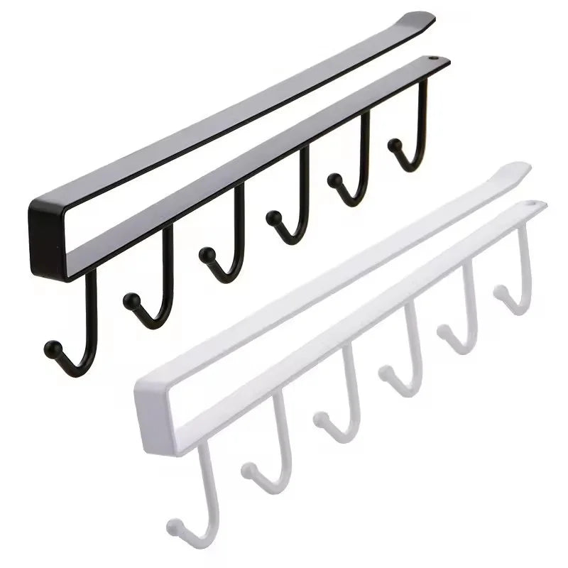 Fashion a Row of Hooks for a Kitchen Cabinet Under a Hook Hanger Hook Rail