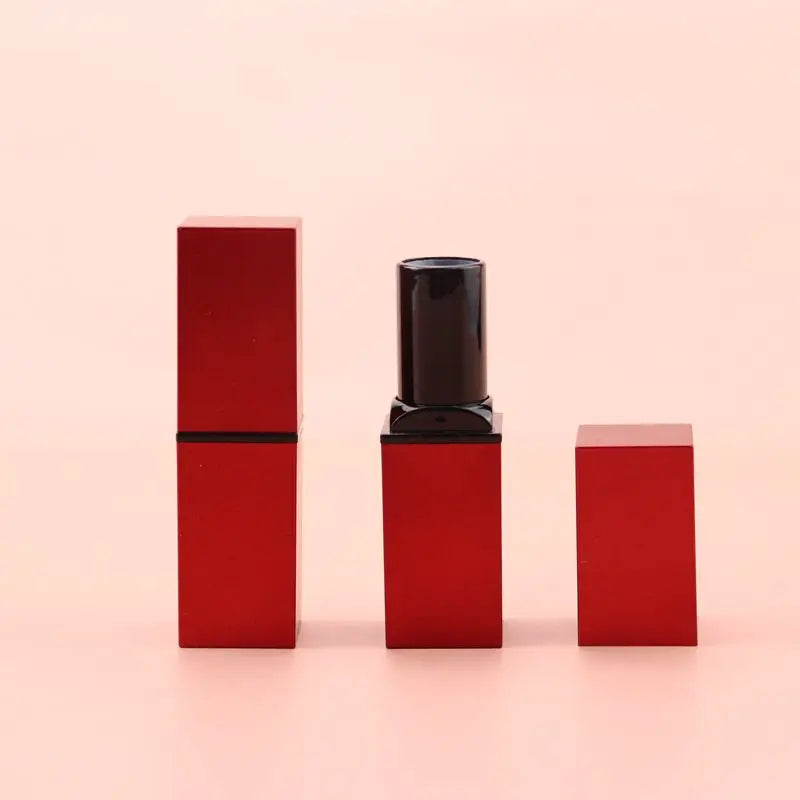 In Stock Plastic Cosmetic Make Your Own DIY Red Empty Square Lipstick Tubes Containers with Screen Printing Packaging Bulk