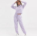 Custom Women's Tracksuits 100% Cotton Fleece Baggy Style Casual Jogging Suit Pullover Oversized Hoodie Sweatpants Tracksuit