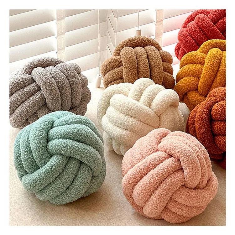 Hand-Woven Home Multi-Color Selection Handmade Throw Pillow Cushion Knot Ball Pillows