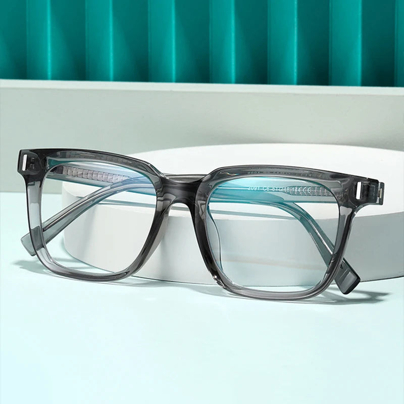 Simple Stylish Frame for Glasses Women Optical Myopia Rivet Transparent Square TR90 Anti Blue Light Large Eyeglasses Frames Men