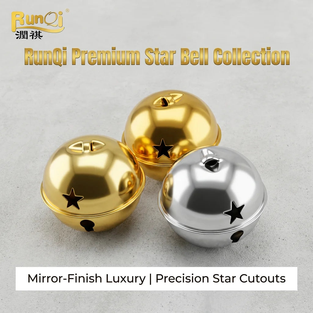 Rustic Metal Star Cutout Jingle Bells - Custom 30mm-200mm Witch Bells for Door Protection & Altar - Brass Pentagram Christmas