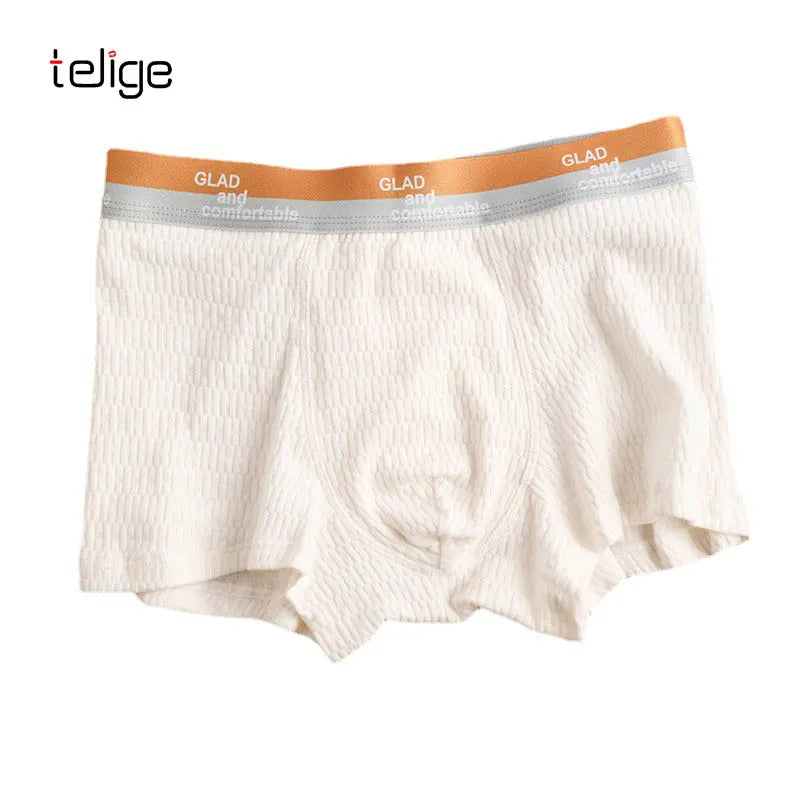 High Quality New Arrival Jacquard Cotton Boxer Briefs Comfortable Summer Wear Mid-Waist Youth Men Underwear for Men