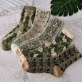 Vintage Style Cotton Socks Embroidered Texture Mid Tube Socks  Women's Stockings & Hosiery