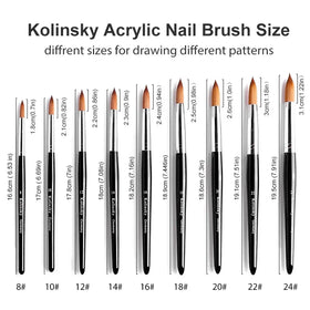 Wholesale Kolinsky Acrylic Nail Brush Size 8-24 Private Label Nail Art Brush for Gel Building