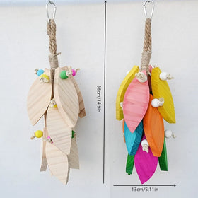 Large Durable Eco-Friendly Parrot Chew Toys with Hemp Rope & Wood for Grinding Teeth Stress Relief Daily Use Decorative Pendants