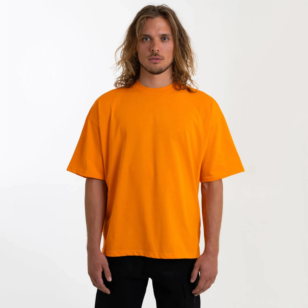 Men's Oversized Fit Drop Shoulder Boxy Fit Knitted Pattern Custom Printing OEM Mock Neck Blank Streetwear Breathable T-Shirt