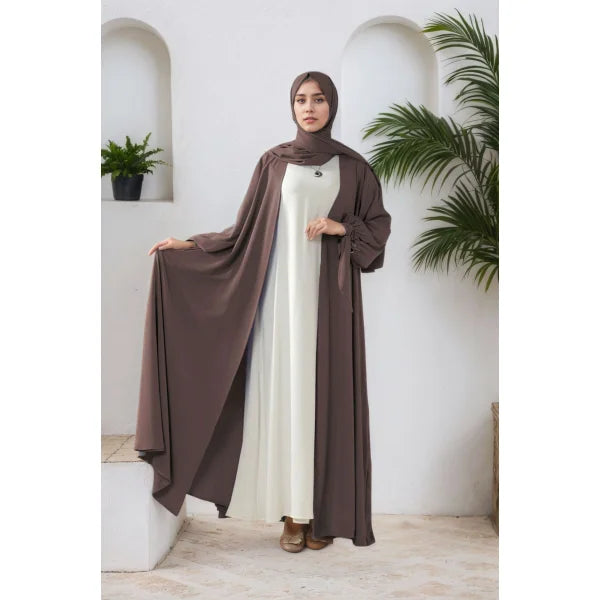 Lightweight Polyester Abaya Dress for Ladies Luxury Modest Hijab With Silk Khimar for Summer Weddings and Eids Adult Size