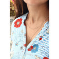 925 Sterling Silver Fine Double Chain Necklace 55 cm Length with Dainty Balls and Stones Turkey