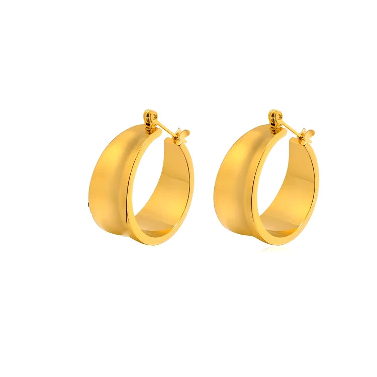 Wholesale Exaggerate Gold Earring High Polished Chunky Stainless Steel Hoop Earring