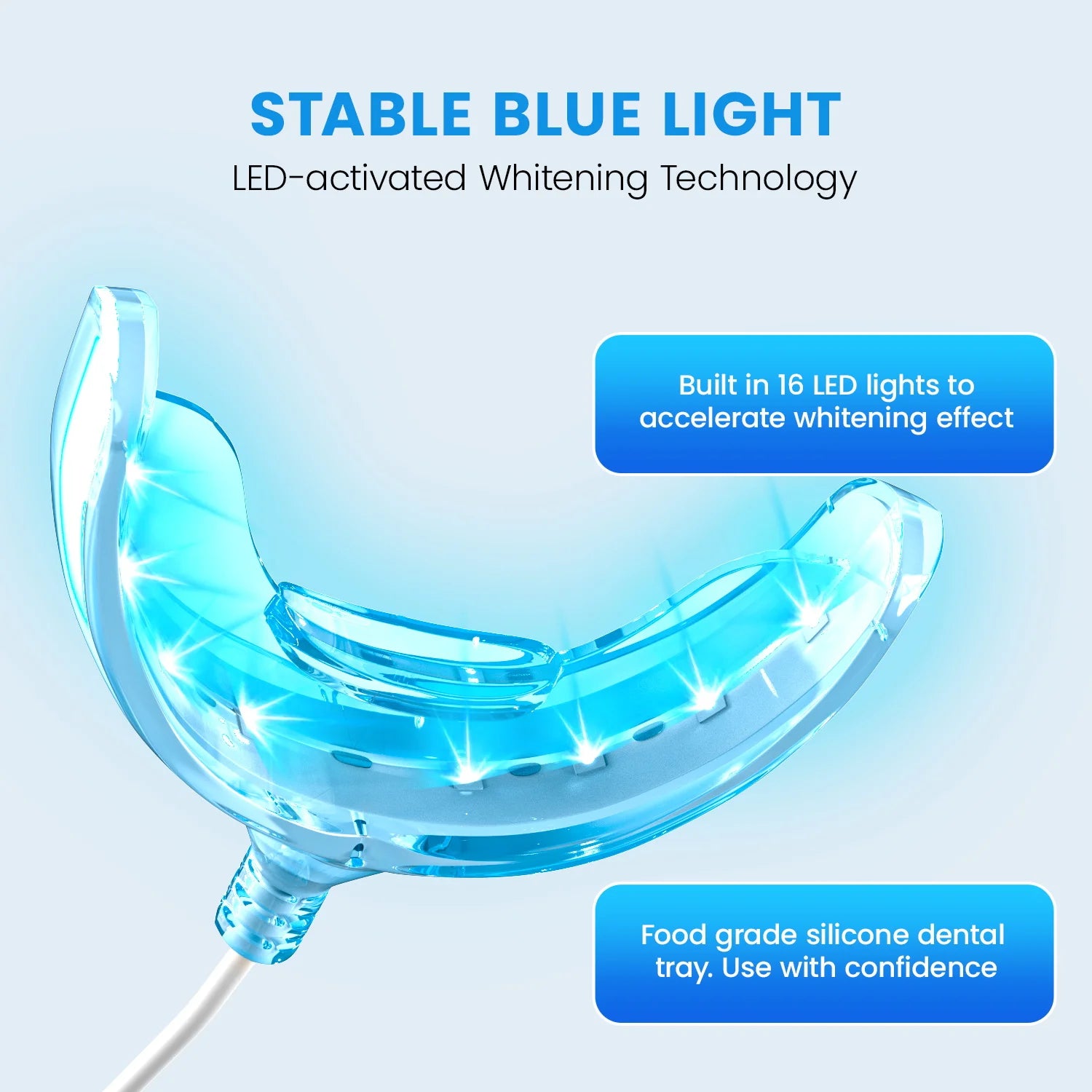 Teeth Whitening Kit Plastic Blue LED Light Food Grade Silicone Dental Use Adult USB/Type-C Portable