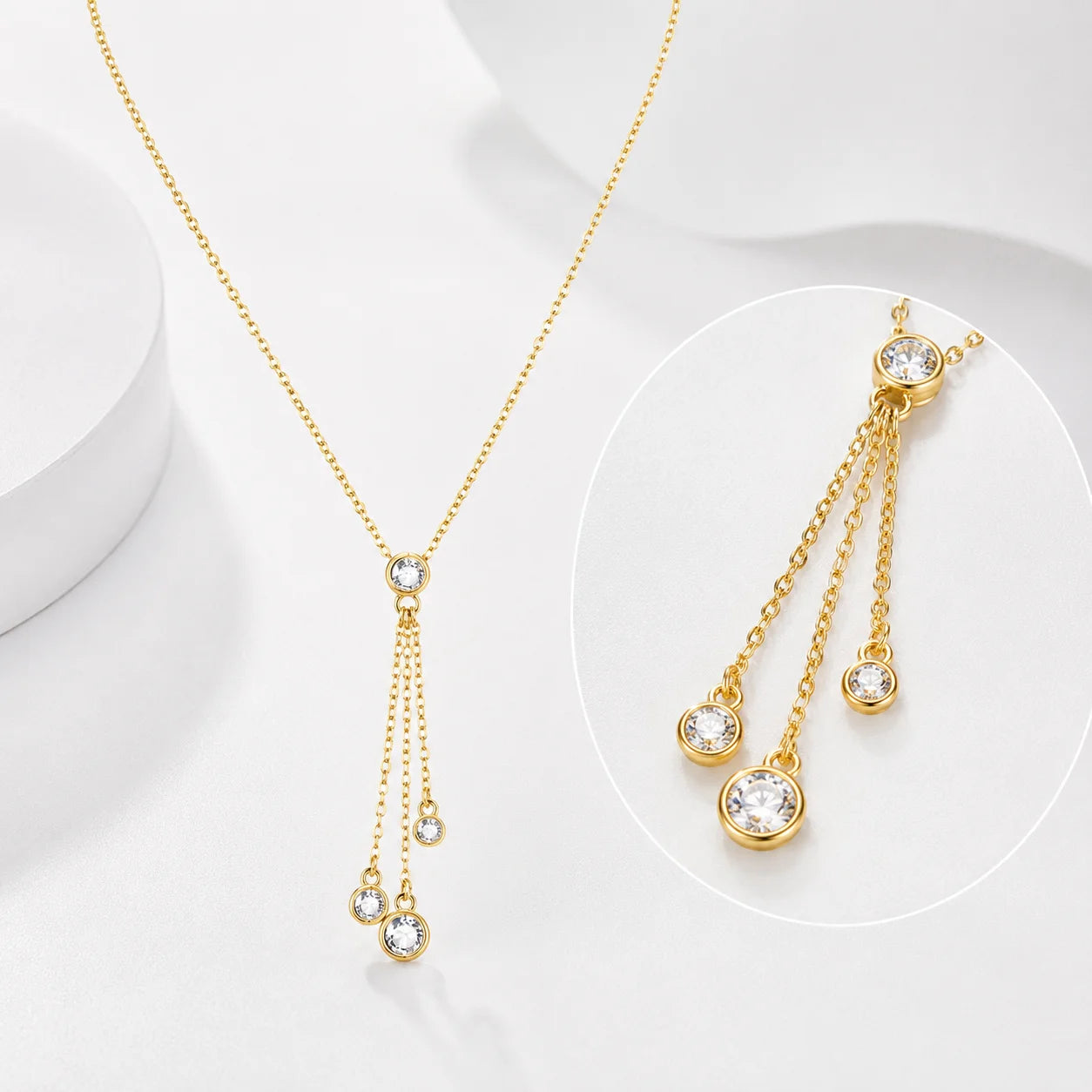 High Quality Beautiful Ladies 925 Sterling Silver Zircon Necklace With 14K Gold Elegant Accessories for Weddings and Parties