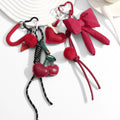 Mengda Popular Sweet and Cool Exquisite Red Plush Ball Leather Heart Shaped Cherry Watermelon Keychain