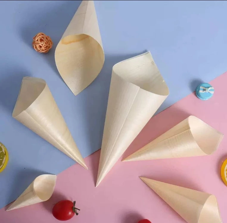 Best-selling Wooden Cone Food Containers - Disposable Tableware That Is Biodegradable and Suitable for Tasting Parties