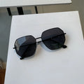Qsky Designer Luxury Rimless Metal Frame 2024 Sunglasses Classical Leopard Print Vintage Gradient Color Sunglasses