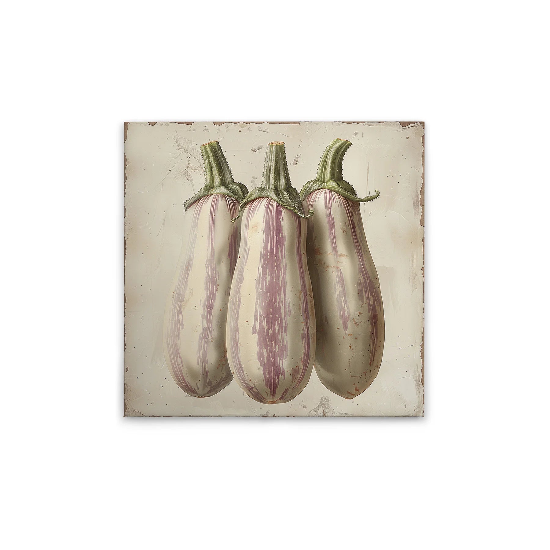 Made In Germany - Home Decor Canvas Picture Kitchen Motif Aubergine - Wall Mural In Cream And Beige - Stretcher Frame Art