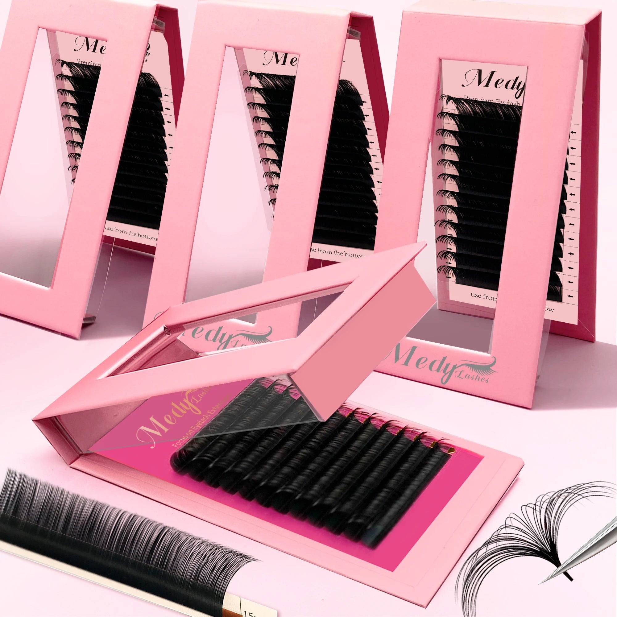 Medylashes Lash Extensions Wholesale Premium Soft Silk Lash Extension Trays Matte Black Volume Cashmere Velvet Lash Extensions