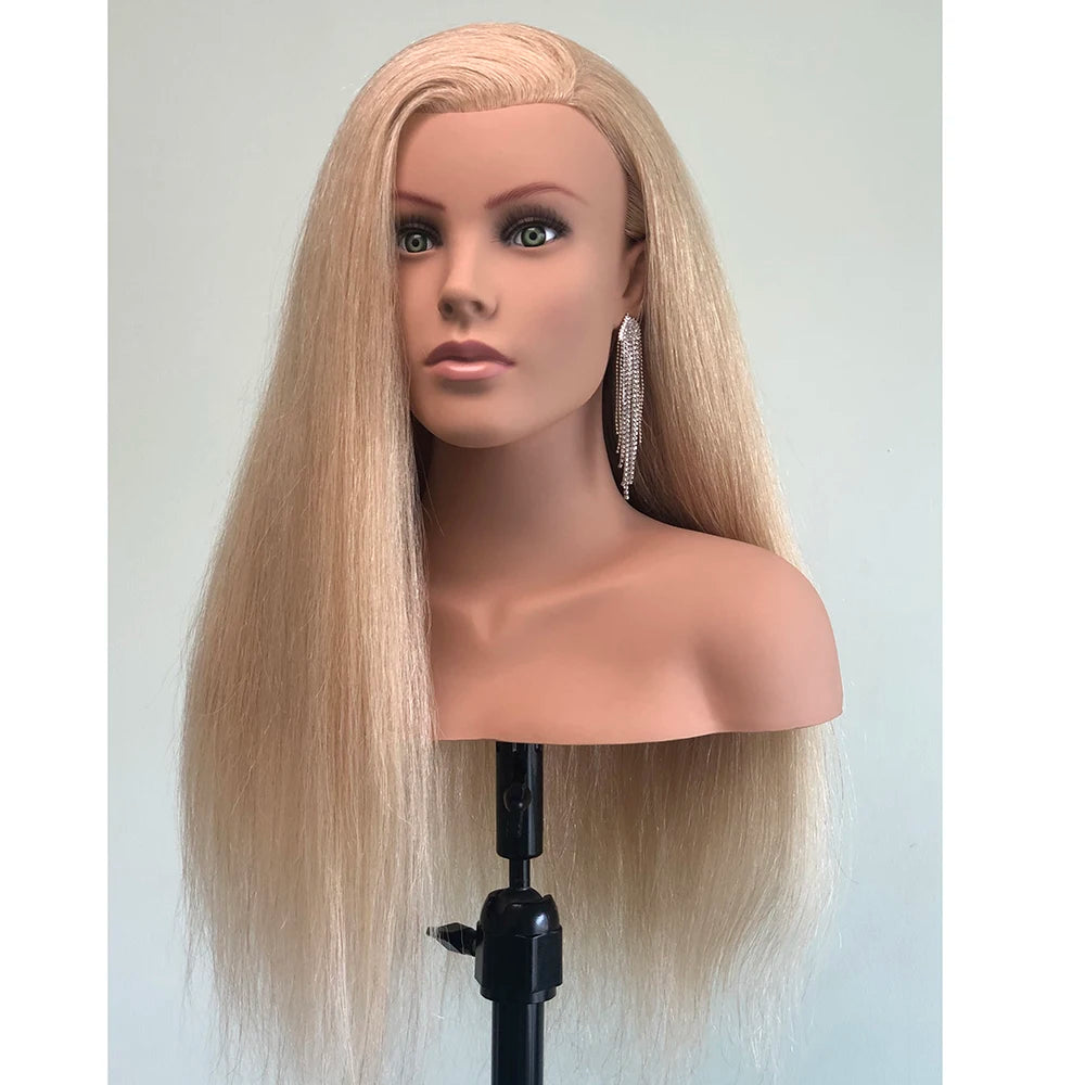 Manufacturer's 100% Human Hair Wholesale Price Europe Face Woman  Hair Training Head   With Full  Shoulder for Academy School
