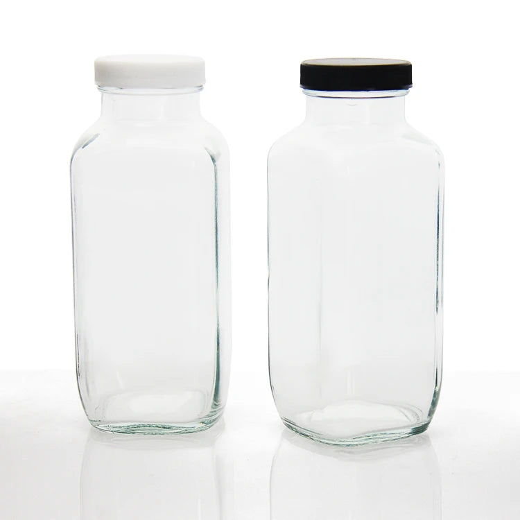Wholesale 270ml 350ml Coffee Fruit and Vegetable Juice and Milk Tea Beverage Square Glass Empty Bottles
