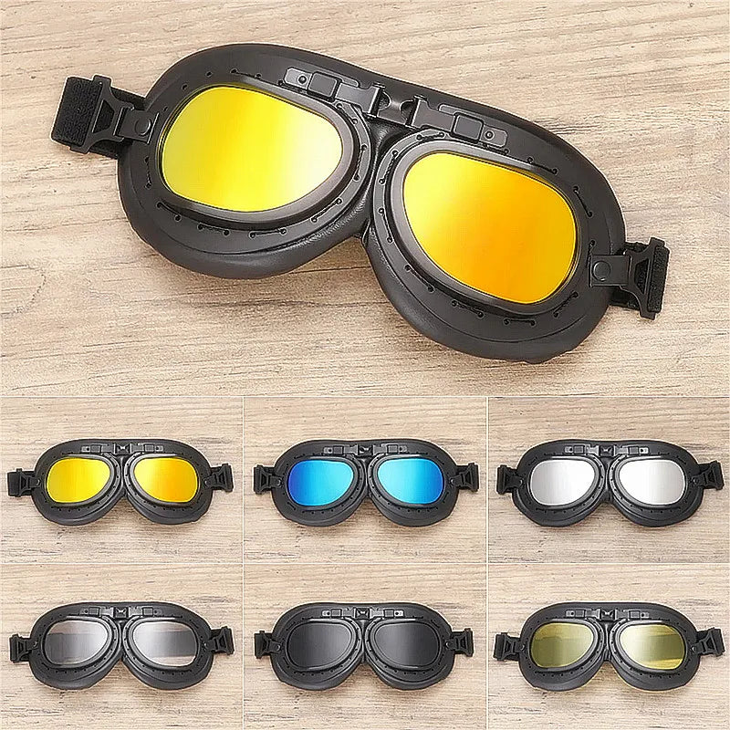 2025 Classic Vintage Men Women Steampunk Pilot Glasses Windproof Outdoor Leather Cycling Motorcycle Goggles