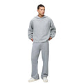 Light Grey Knitted Hoodie and Wide Leg Pants Set Custom Soft Knit Streetwear Two Piece Outfit for Winter with Relaxed Fit Design