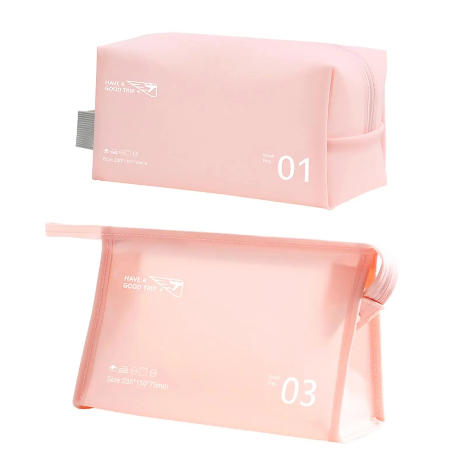 Waterproof Outdoor Beach Toiletries Bag Portable Solid Color Pink Horizontal PVC Jelly Travel Storage Makeup Cosmetic Wash Bag