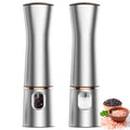 Hot Selling Battery-powered Stainless Steel Electric Pepper Mill Salt and Pepper Grinder with Light and View Window