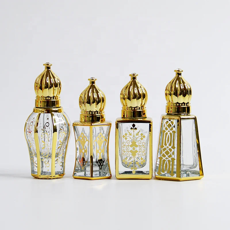 Star Shaped 6ml 8ml 10ml 12ml 15ml Essential Oil Perfume Roller Bottles with Roll for Ball Cap Gold Electroplating Glass