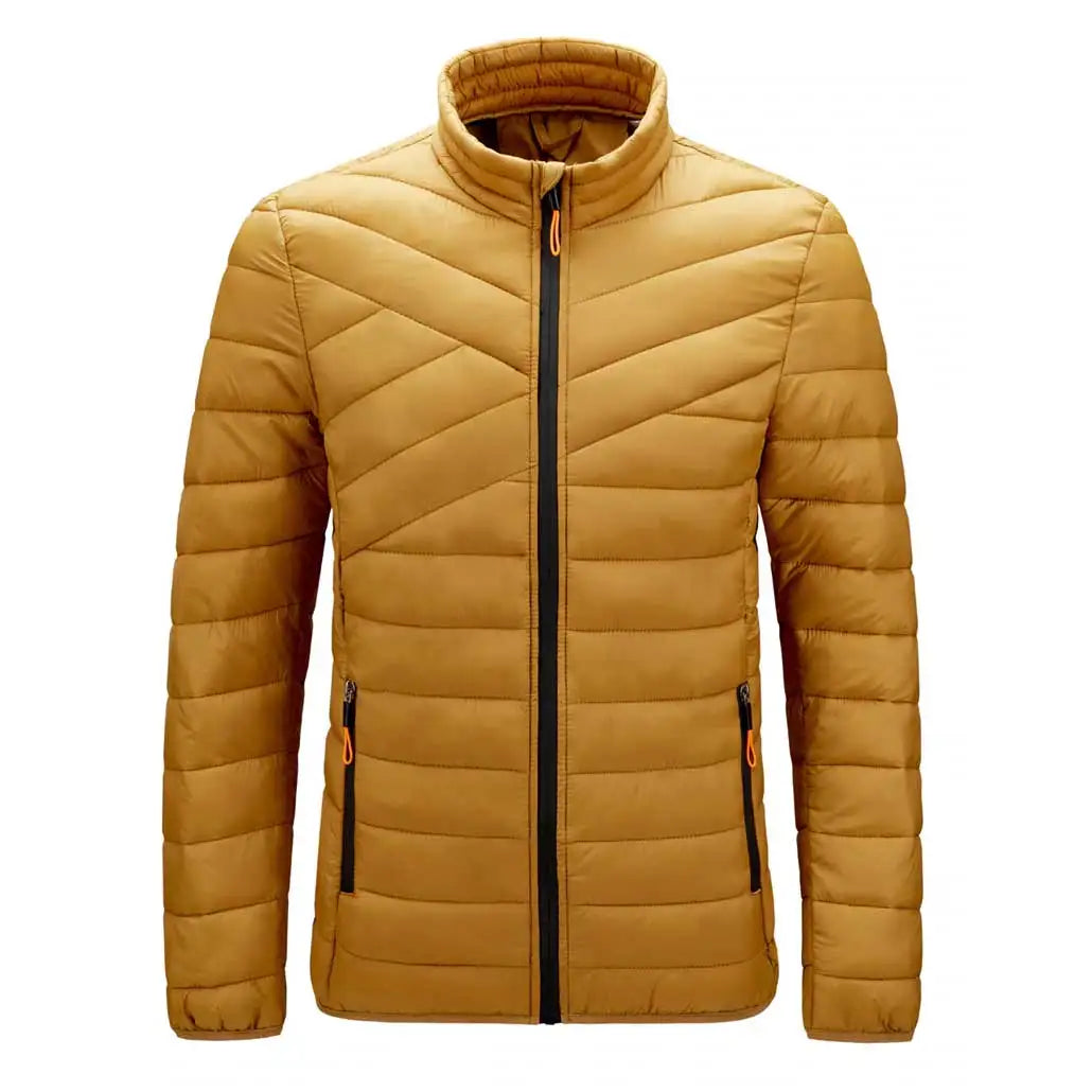 High Quality Ultra Light Men's Stand Collar Hooded Waterproof Windproof Puffer Jacket Customizable Outdoor Sports Coat