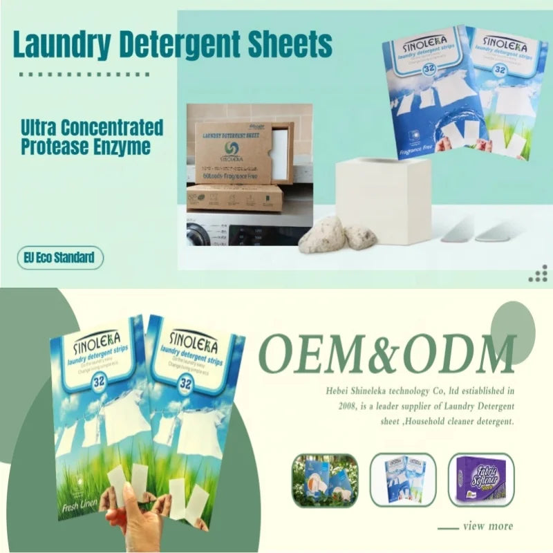 Solid Eco-Friendly Medium Foam Laundry Detergent Sheets 50%-80% Active Ingredients Lavender Fresh Linen Fragrance Customized