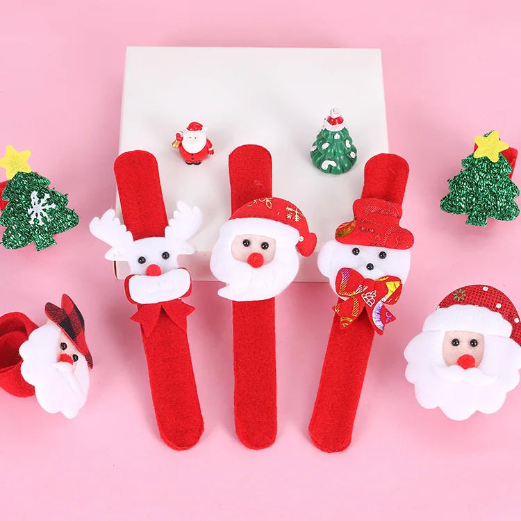 Christmas Children Hand Slap Clap Bracelet Gift Bracelets Decorations Christmas Snap Rings Gift for Kids Xmas Pop Circle