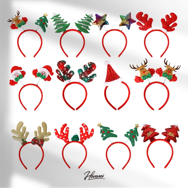 HOVANCI Christmas Hair Band Santa Claus Snowman Antlers Headband for Merry Christmas Party Deals Hair Accessories