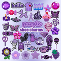 Wholesale Customized 2D Purple PVC DIY Clog Sandal Accessories Flower Butterfly Grape Crystal Shoes Decoration Witch Shoe Rubber