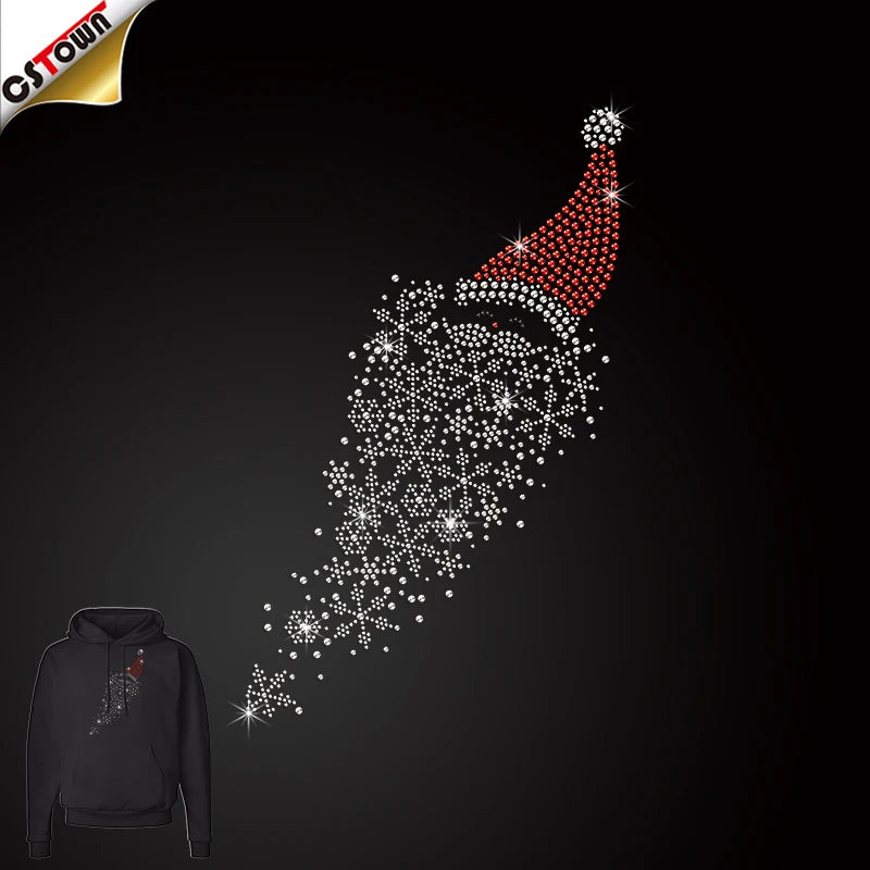 Hot Sales Santa Rhinestone Design Iron on Rhinestone Designs Heat T