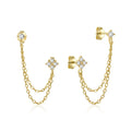 ROXI 18k Gold Plated Ear Bone Clip Ear Buckle Clip Double Tassel Chain Single Ear Stud Earrings MegaBDM