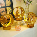 Ramadan Mubarak Lamp Eid Crafts Night Handmade 3D Ironwork Moon Star LED Lights Decor Home Party Bedroom Eid Ornaments Gift