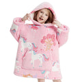 Topgear Children's Elegant Flannel Glow-in-the-Dark Pajamas Cozy Hooded Casual Thermal Nightgown Sleepwear Elastic Waist V-neck