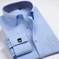 Casual Business Men's Long-Sleeved Slim Shirt for Spring/Summer Plus Size French Cuff with Anti-Wrinkle Twill Fabric