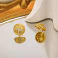 Aimgal Fine Jewelry Retro Brushed Stud Earrings 18K Gold Plated S925 Silver Handmade with Zircon for Wedding & Parties