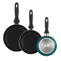 Well Home Set of 3 Frying Pans 162024cm Made of Pressed Aluminum in Metallic Blue
